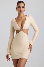 Oh Polly Wyetta robe mini crème cut-out décolleté