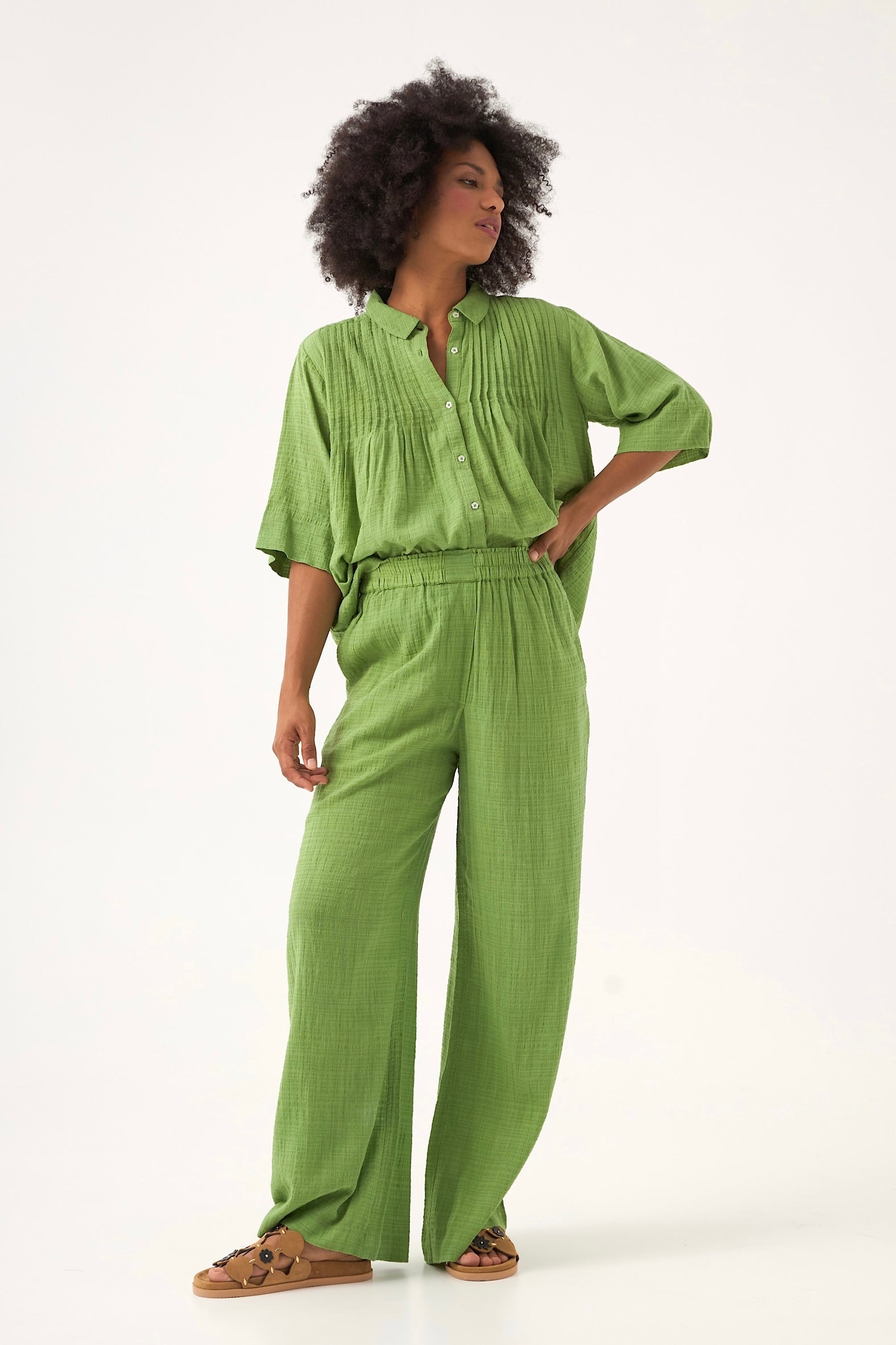 Chicosoleil Rusty blouse femme vert péridot coton viscose