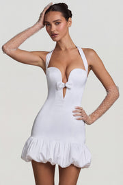 Oh Polly Dresses robe Millie blanche satin jupe bulle à nœud