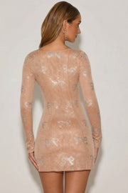 Oh Polly Odelie 12325 Mini Robe Beige Strass Col Cœur