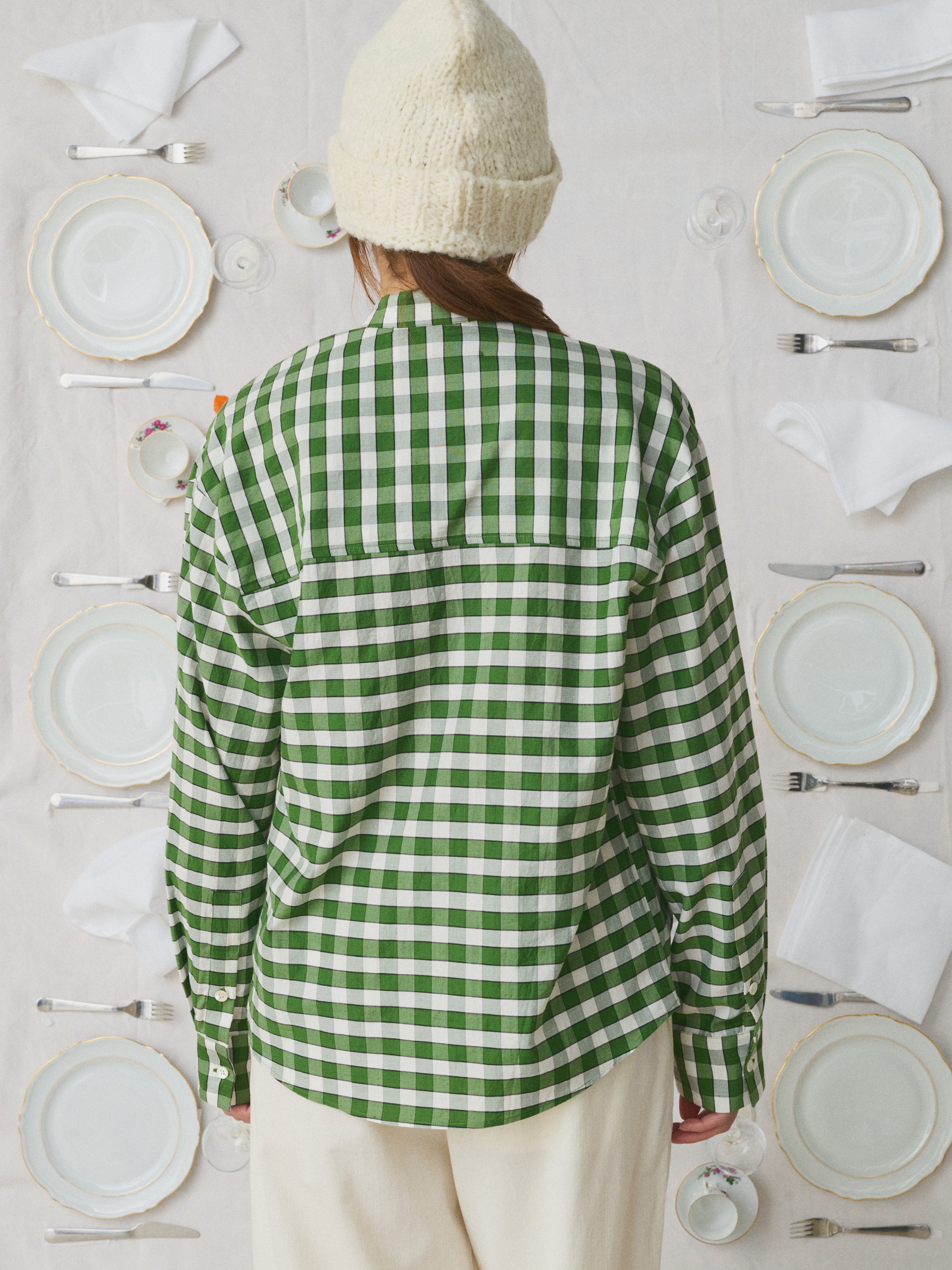 MII Mii à table Chemise Jabo vichy vert volants