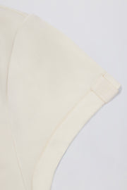 Oh Polly Tops t-shirt long avoine dos découpé jersey