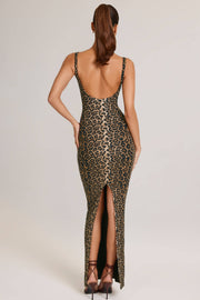 Oh Polly Soreia robe maxi léopard col carré Tencel