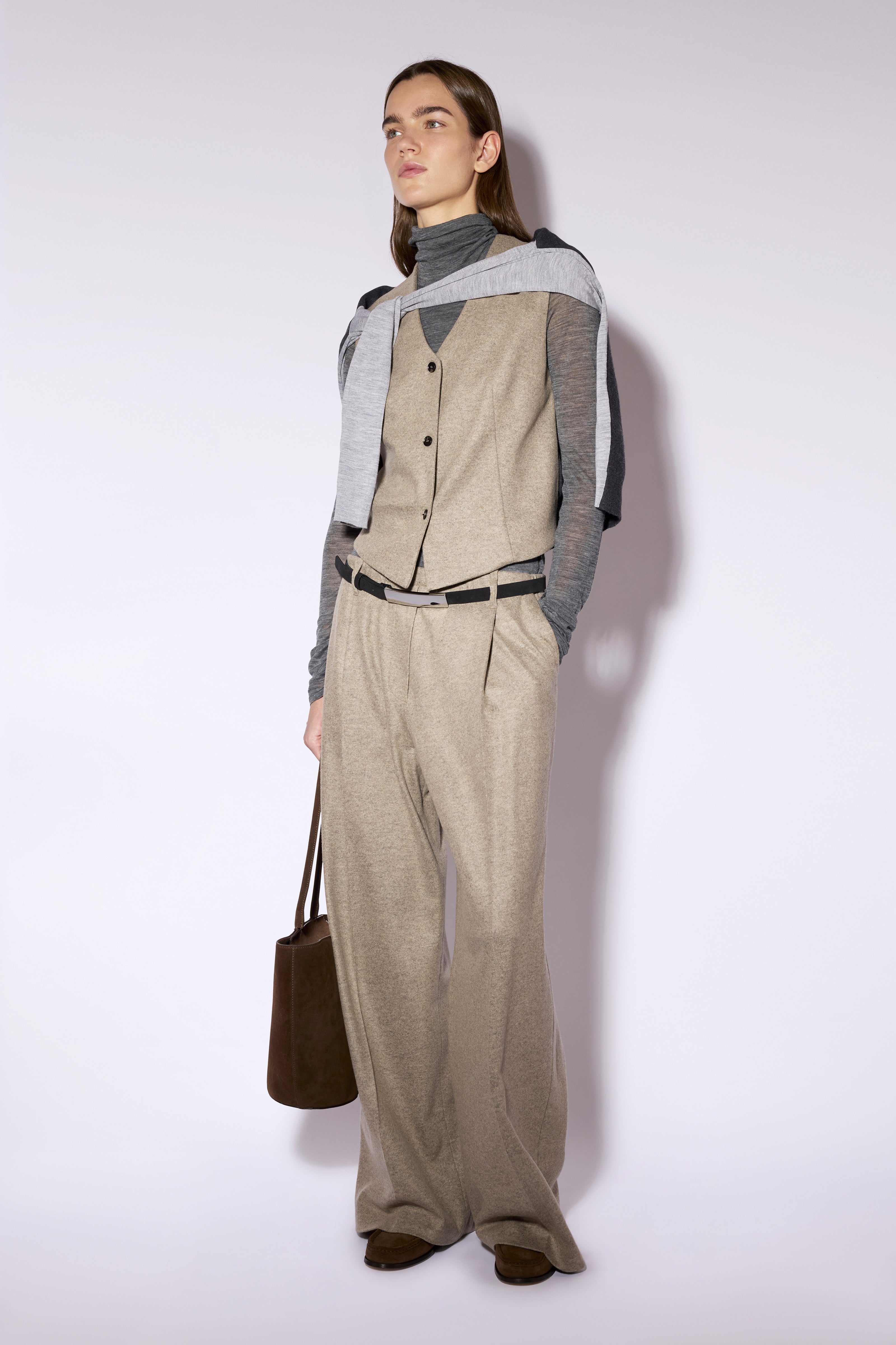 Liviana Conti Gilet Cooper tailleur cachemire marron 42