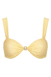 Oh Polly Mana haut bikini citron sweetheart perles
