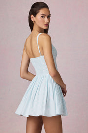 Oh Polly Dresses 14401 mini robe trapèze bleu Powder Blue Stripe