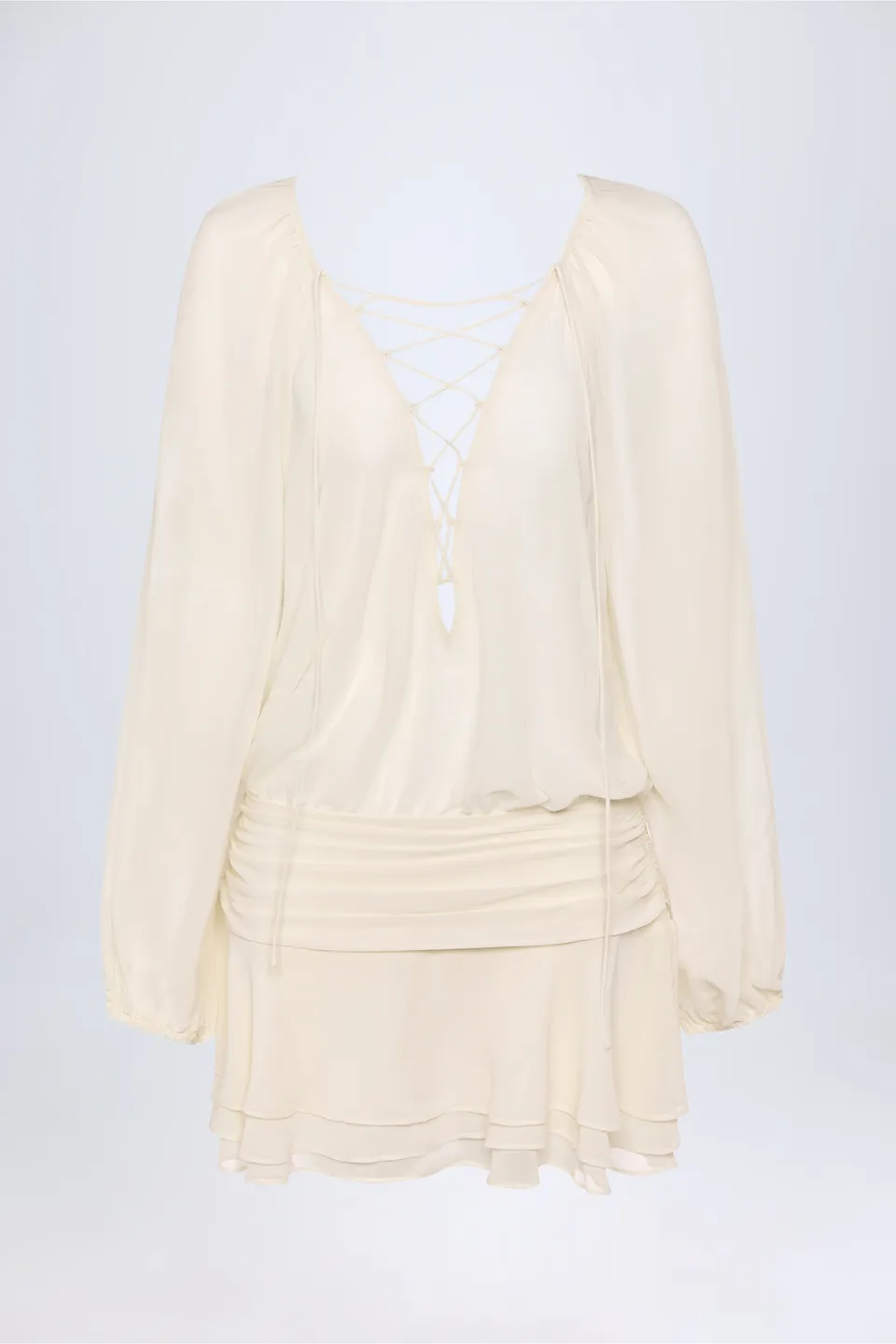 Oh Polly Dresses Avalon Mini Robe Ivoire manches ballon