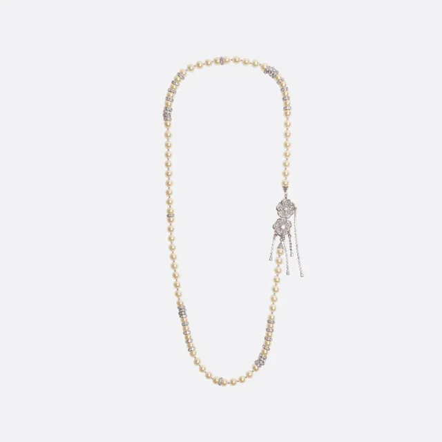 Alessandra Rich Jewellery collier perles cristal fleur argent