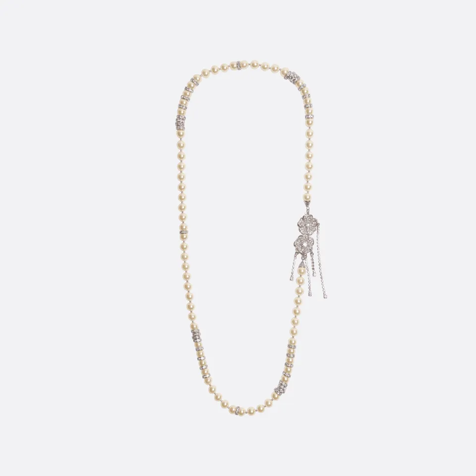 Alessandra Rich Jewellery collier perles cristal fleur argent