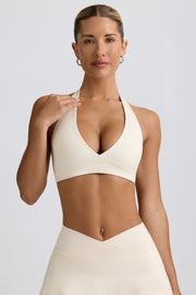Bo+Tee brassiere sport vanille col V maintien leger