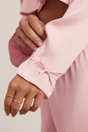 Oh Polly Tops Aimi haut pyjama rose satin volants
