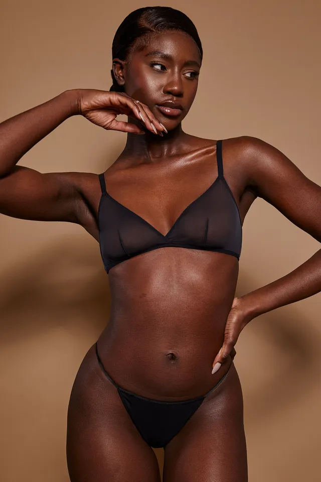 Oh Polly Swim Intimates 6133 Culotte String Bikini Noir Mesh