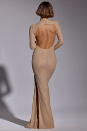 Oh Polly Celestia 8387 robe longue dorée strass