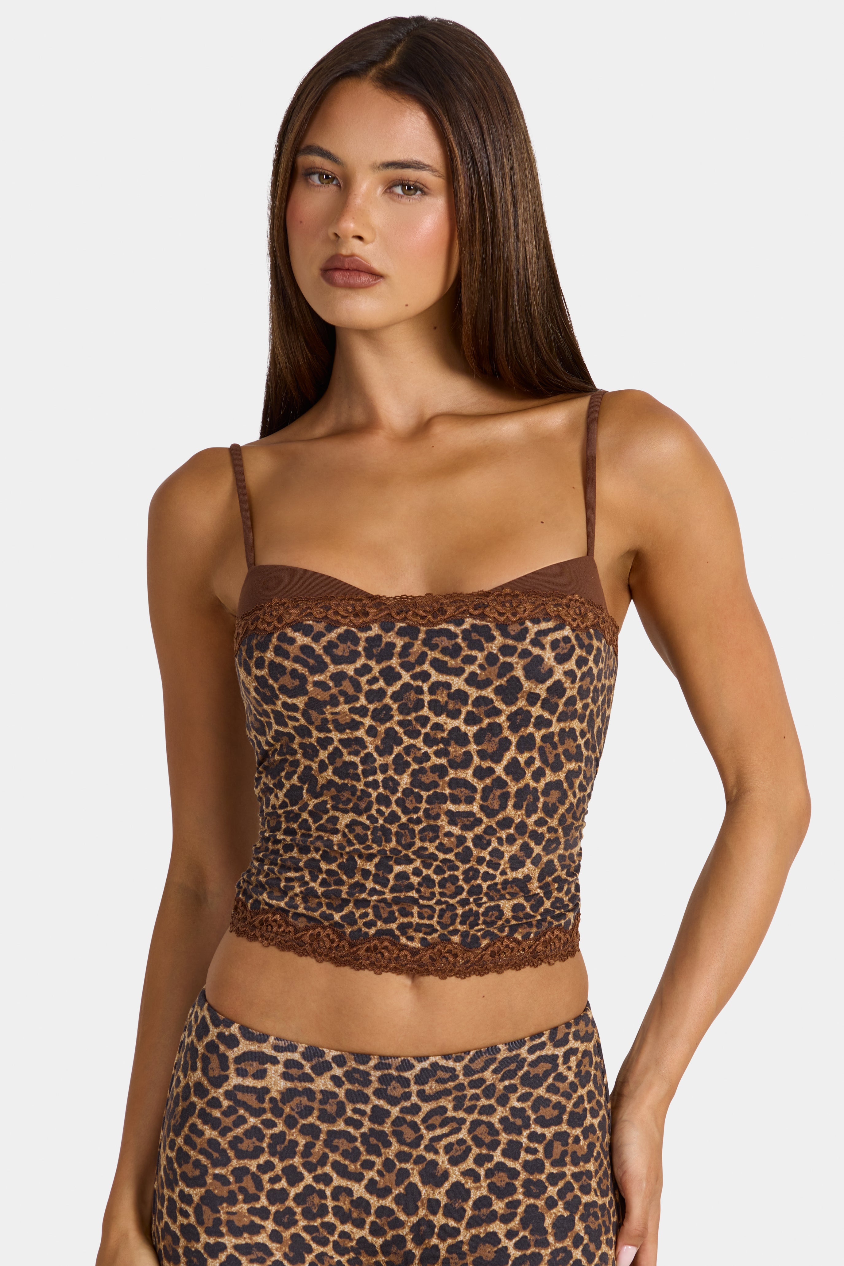 Oh Polly Arna 16565 crop top léopard modal dentelle