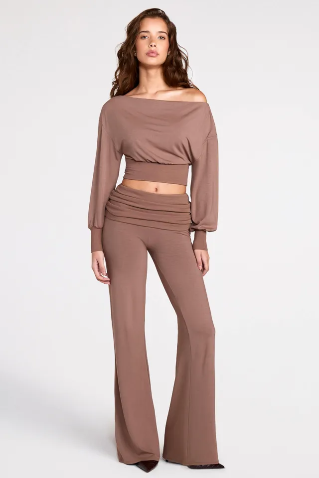 Oh Polly Thea pantalon droit modal marron mocha