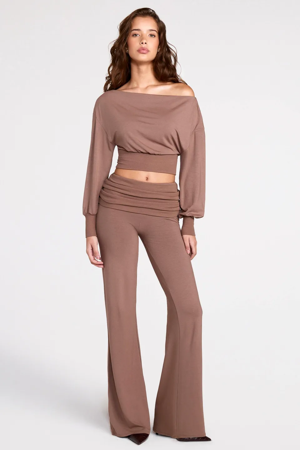Oh Polly Thea pantalon droit modal marron mocha
