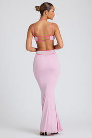 Oh Polly Bella robe soirée rose pâle cut-out sirène