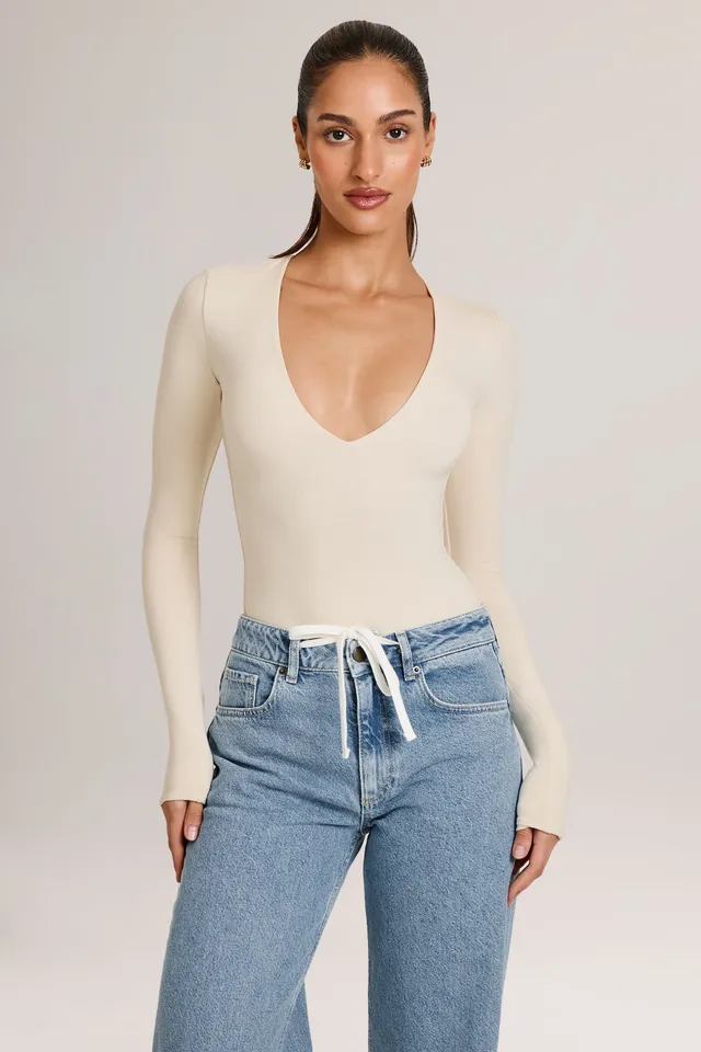 Oh Polly Elodie Body Manches Longues Ivoire Col V Modal