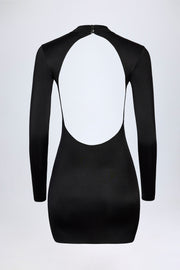 Oh Polly Luanni Backless Mini Dress robe noire jersey dos nu