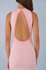 Oh Polly Dresses 16083 robe longue rose fente dos nu