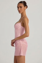 Oh Polly Connie 14052 Robe Mini Rose Strass Corset