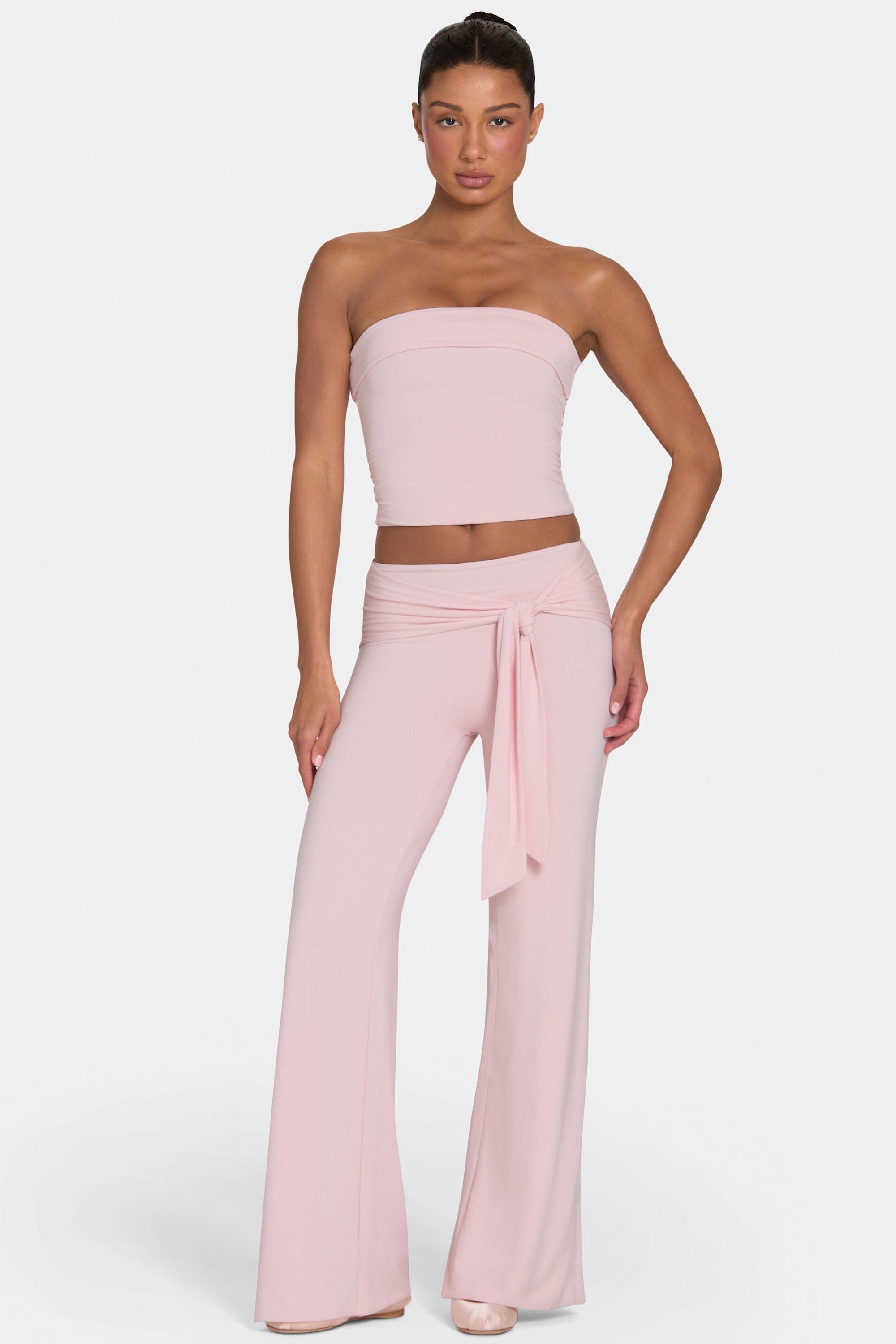 Oh Polly ButterCloud pantalon large rose lien taille