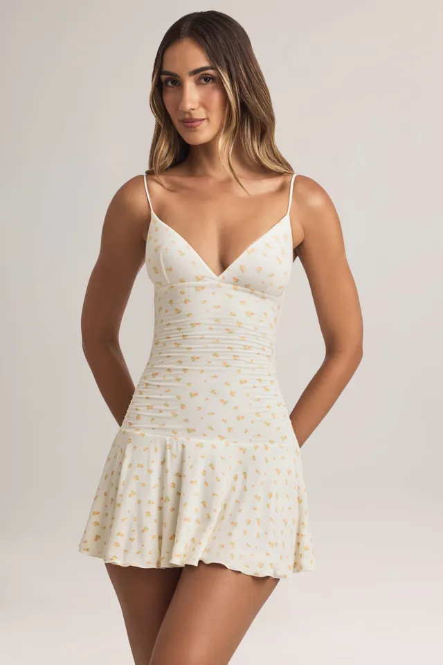 Oh Polly Dresses 14169 mini robe fleurie modal col V