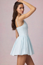 Oh Polly Dresses 14401 mini robe trapèze bleu Powder Blue Stripe