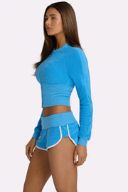 Oh Polly veste zippée bleue électrique éponge coton