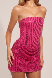 Oh Polly Mellie mini robe bustier rose sequins