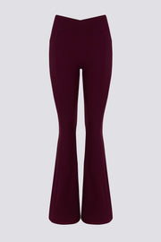 Oh Polly Bo+Tee Soft Active V-Waist Legging évasé bordeaux