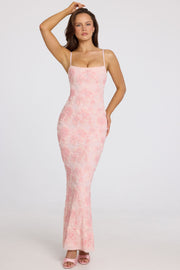 Oh Polly Valora robe maxi ombré rose perles col carré
