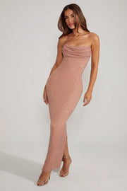 Oh Polly Embellished Palermo robe bandeau caramel perles