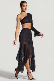Oh Polly Soustans 8098 jupe longue noire strass mouchoir