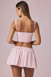 Oh Polly Maira Mini Jupe Mauve Rayée Coton Cordon