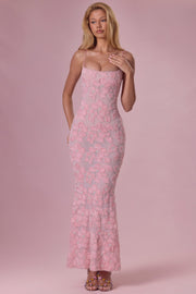 Oh Polly Valora robe maxi blush perles 3D col carré