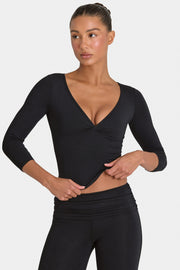 Oh Polly Tops ButterCloud 3/4 Sleeve Top haut noir stretch