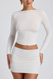 Oh Polly Alia 8641 top blanc froncé manches longues