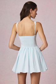 Oh Polly Dresses 14401 mini robe trapèze bleu Powder Blue Stripe