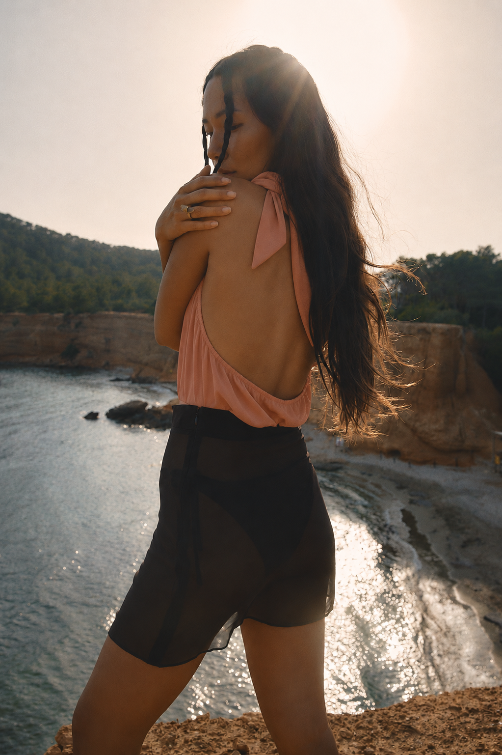 The Ethiquette Solar top satin blush taille M