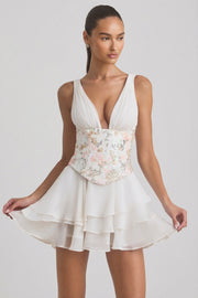 Oh Polly Sakura 13511 mini robe ivoire corset fleuri