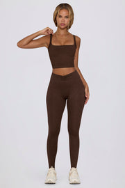 Oh Polly Tops Cropped Tank Top débardeur pecan marl col carré