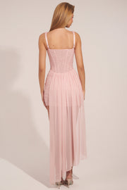 Oh Polly Reeva mini robe corset rose pâle drapée