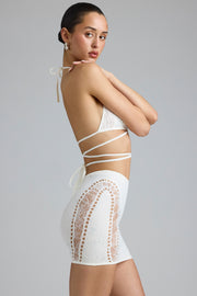 Oh Polly Embellished 8173 mini jupe ivoire strass