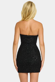 Oh Polly Basel mini robe bustier noire perlée