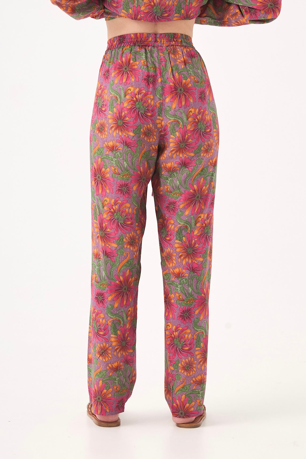 Chicosoleil LOUIZON pantalon viscose Fleur de Satin large