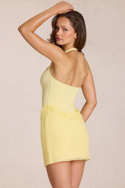 Oh Polly Viona Robe Mini Jaune Citron Modal Mesh Halter