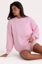 Oh Polly BT1986 pull oversize rose pâle coton côtelé