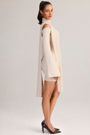 Oh Polly Luzia mini robe crème épaules dénudées maille écharpe