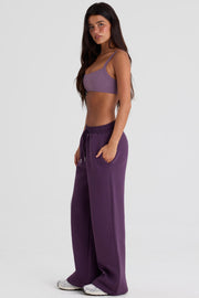 Oh Polly BT02580 Pantalon Jogging Large Plum Violet Coton